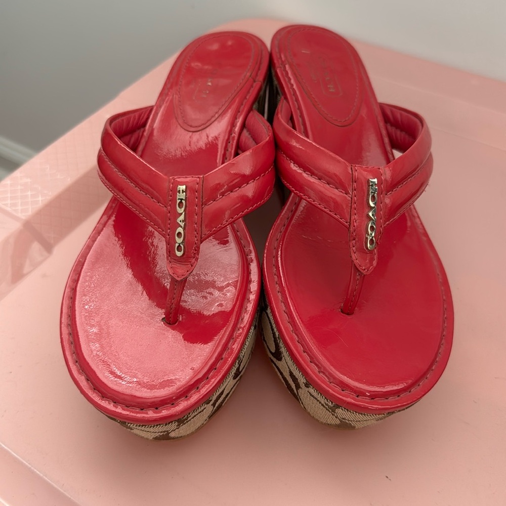 Coach pink platform sandals